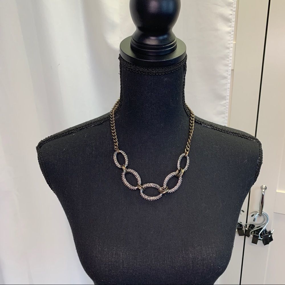 LOFT Gunmetal and Rhinestone Link Princess Necklace - Picture 5 of 12
